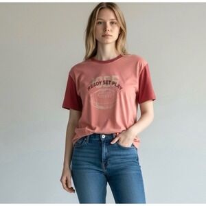 Daily Practice Anthropologie Ready Set Play Football Graphic Tee Pink Womens M